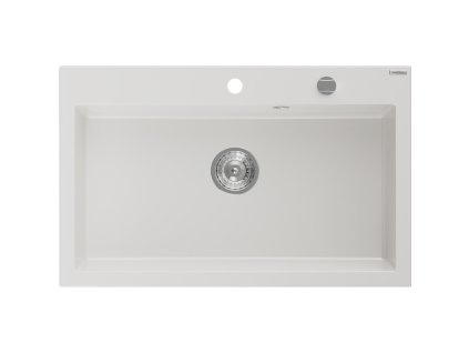 MEXEN - Elix granitový dřez 1-miska 800 x 500 mm, bílá, sifon chrom 6527801005-20