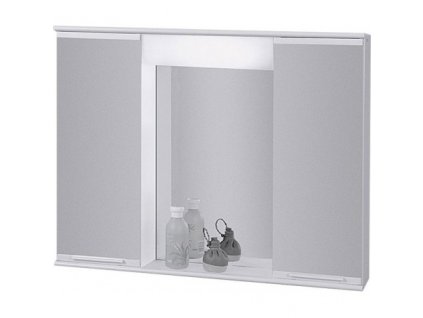 Koupelnová galerka se zrcadlem a osvětlením LUME, 700x550x150mm, kov