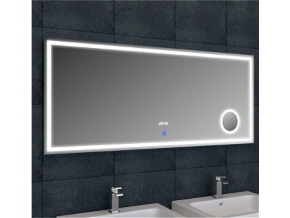 Zrcadlo 1600x600x32 mm s kosmetickým zrcátkem, hodinami  a LED osvětlením (bssLMC08160)