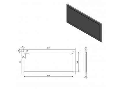 TREOS zrcadlo v rámu 1100x500x28mm, dub Polar