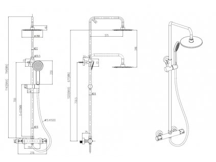 Sprchový set Meier s termostatickou sprchovou baterí, hlavovou sprchou a ruční sprchou s hadicí (hoOSnau)