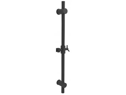 Sprchová tyč, posuvný držák, kulatá, 700mm, černá mat