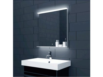 Zrcadlo s LED osvětlenou poličkou a osvětlením 60 x 75 cm