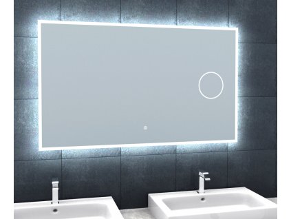Zrcadlo s LED osvětlením, kosmetickým zrcátkem 5 x zoom, 1100x650x30 mm, nastavitelná teplota barvy světla
