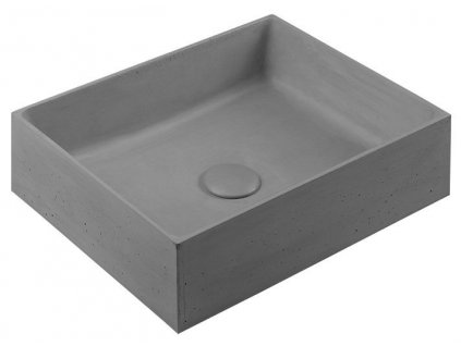 FORMIGO betonové umyvadlo na desku, včetně výpusti, 47,5x36,5cm, šedá