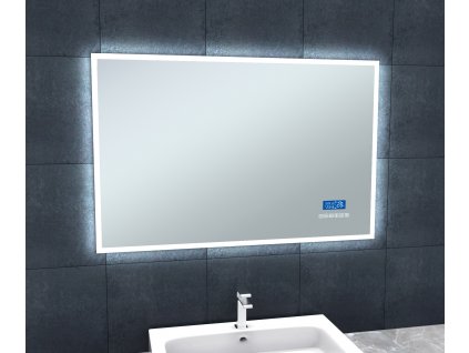 Zrcadlo s LED osvětlením 100x65 cm, bluetooth, hodinami, kalendářem, teplotou vzduchu a nastavitelnou teplotou světla