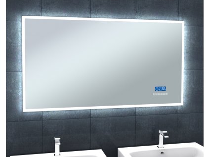 Zrcadlo s LED osvětlením 120x65 cm, bluetooth, hodinami, kalendářem, teplotou vzduchu a nastavitelnou teplotou světla