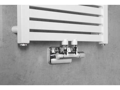 TWIN připojovací sada ventilů pro středové připojení, rozteč 50mm, chrom