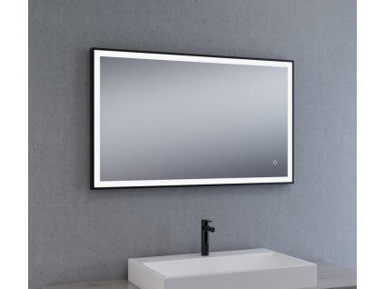 Zrcadlo s černým rámem a LED osvětlením, 1000 x 600 mm, nastavitelná teplota barvy světla