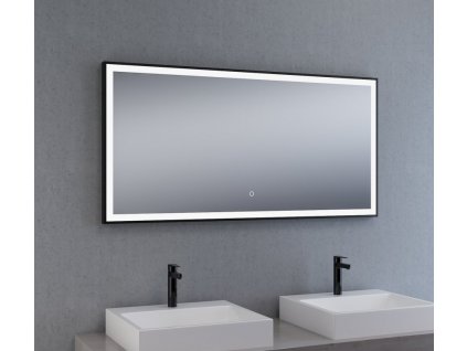 Zrcadlo s černým rámem a LED osvětlením, 1200 x 600 mm, nastavitelná teplota barvy světla