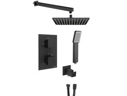LATUS podomítkový sprchový set s termostatickou baterií, box, 2 výstupy, černá mat