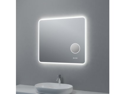 LED koupelnové zrcadlo MATTEO LIGHT 80×70 cm s kosmetickým zrcátkem 5× zoom, nastavitelná teplota světla
