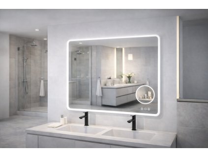 LED zrcadlo MATTEO 80x70 cm, moderní koupelna s dvojumyvadlem
