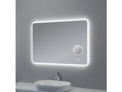 Zrcadlo s LED osvětlením, kosmetickým zrcátkem 5 x zoom, 1000 x 700 mm, nastavitelná teplota barvy světla