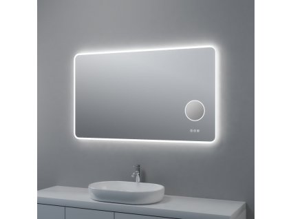 Zrcadlo s LED osvětlením, kosmetickým zrcátkem 5 x zoom, 1200 x 700 mm, nastavitelná teplota barvy světla