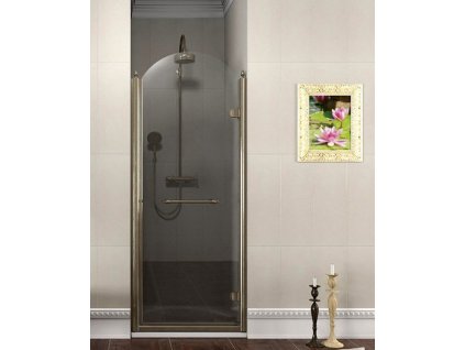 ANTIQUE sprchové dveře otočné, 800mm, pravé, ČIRÉ sklo, bronz, světlý odstín