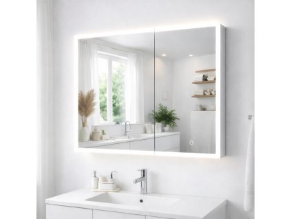 LED galerka 80×70 cm s oboustranným zrcadlem a kosmetickým zrcátkem