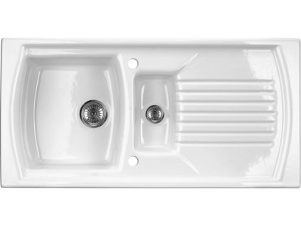 DEANTE - Lusitano  bílá - Keramický dřez, 1.5 - bowl s odkapávačem ZCL_651N
