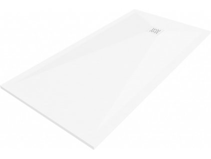MEXEN/S - Stone+ obdélníková sprchová vanička 160 x 70, bílá, mřížka bílá 44107016-W