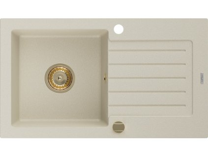 MEXEN/S - Pablo granitový dřez 1 s odkapávačem 752 x 436 mm, béžová, + zlatý sifon 6510751010-69-G