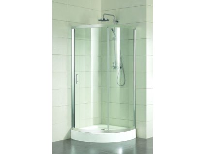Sprchový kout ALBATERA, 90 cm, 90 cm, Čiré bezpečnostní sklo - 4 mm, Vanička z litého mramoru, Hliník leštěný