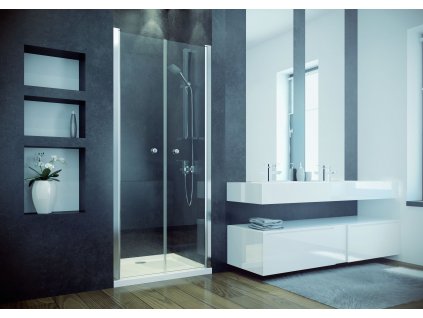 Bezrámové sprchové dveře SINCO DUE, 90 cm, 195 cm, Univerzální Levé / Pravé, Čiré bezpečnostní sklo - 6 mm, Chrom/Leštěný hliník (ALU)