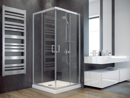 Čtvercový sprchový kout MODERN 185, 80 cm, 80 cm, 185 cm, Univerzální Levé / Pravé, Fume bezpečnostní sklo - 6 mm, Chrom/Leštěný hliník (ALU)