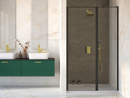 Bezrámové sprchové dveře EXO-C BLACK, 110 cm, 190 cm, Univerzální Levé / Pravé, Čiré bezpečnostní sklo - 6 mm, Bez pevné stěny, Černá matná