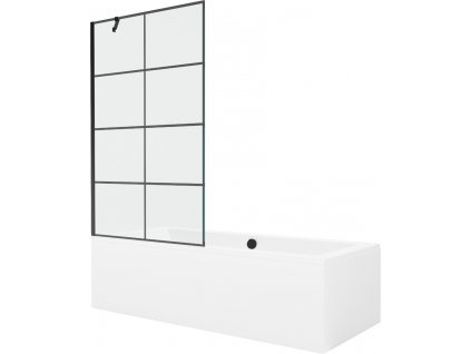 MEXEN/S - Cube obdélníková vana 170 x 80 cm s panelem + vanová zástěna 100 cm, černá vzor 550517080X9510007077