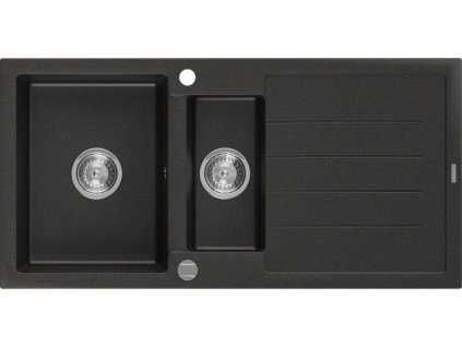 MEXEN - Andres granitový dřez 1.5 s odkapávačem 1000x500 mm, černá / zlatá kovová 6515101510-75
