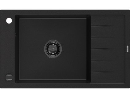 MEXEN/S - Elias granitový dřez 1-miska s odkapávačem 795 x 480 mm, černá, sifon černá 6511791005-77-B