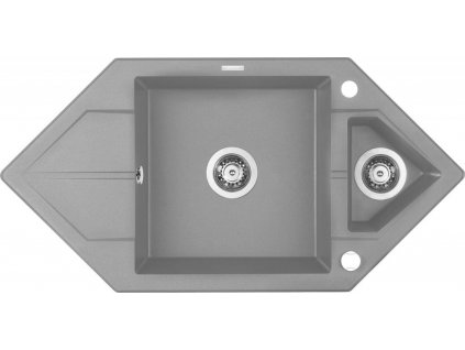 DEANTE - Hexon metalický šedý granitový dřez, 1,5-miska s odkapávačem - Space-Saver ZQP_S653