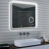 LED zrcadlo MATTEO 60x70 cm, kosmetické zrcátko 5 x zoom, funkce proti zamlžování