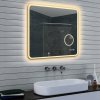 LED zrcadlo MATTEO 60x70 cm, kosmetické zrcátko 5 x zoom, funkce proti zamlžování