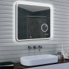 LED zrcadlo MATTEO 80x70 cm, kosmetické zrcátko 5× zoom, funkce proti zamlžování