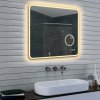 LED zrcadlo MATTEO 80x70 cm, kosmetické zrcátko 5× zoom, funkce proti zamlžování