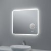 LED zrcadlo MATTEO 80x70 cm, kosmetické zrcátko 5× zoom, funkce proti zamlžování