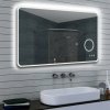 LED zrcadlo MATTEO 120x70 cm, kosmetické zrcátko 5 x zoom, funkce proti zamlžování