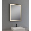 Zrcadlo NOIR 80x60 cm, černý matný rám, nastavitelné LED osvětlení, funkce proti zamlžování