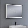 Zrcadlo NOIR 80x60 cm, černý matný rám, nastavitelné LED osvětlení, funkce proti zamlžování