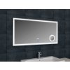 LED zrcadlo LUMI 120x60 cm s hodinami a kosmetickým zrcátkem