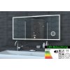 LED zrcadlo LUMI 120x60 cm s hodinami a kosmetickým zrcátkem