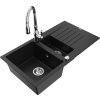 MEXEN/S - Matias granitový dřez 1.5 z ociekaczem včetně baterie Savita, černá 6502-77-672601-00  + slevový kód