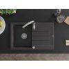 MEXEN/S - Bruno granitový dřez 1 s odkapávačem včetně baterie Savita, černá kropenatá 6513-76-672601-00
