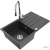 MEXEN/S - Bruno granitový dřez 1 s odkapávačem včetně baterie Savita, černá kropenatá 6513-76-672601-00