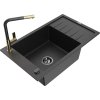 MEXEN/S - Elias granitový dřez 1 s odkapávačem včetně baterie Flora, černá/stříbrná metalik 6511-73-670401-57-B  + slevový kód