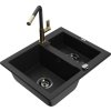 MEXEN/S - Carlos granitový dřez 1.5 včetně baterie Flora, černá 6518-77-670401-57-B  + slevový kód