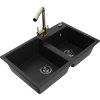MEXEN/S - Tomas granitový dřez 2-bowl včetně baterie Duero, černá 6516-77-671600-50-B  + slevový kód