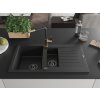 MEXEN/S - Matias granitový dřez 1.5 s odkapávačem včetně baterie Flora, černá  6502-77-670401-57-B  + slevový kód