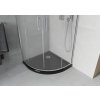 MEXEN/S - Rio čtvrtkruhový sprchový kout 90 x 90, mráz, chrom + vanička se sifonem Flat, černý 863-090-090-01-30-4170